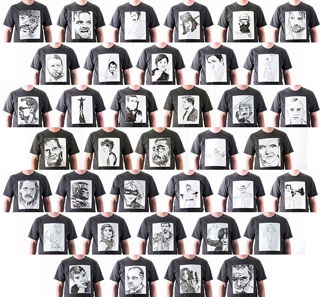 Read more about the article 38 Cinematic Badasses Drawn on a Whiteboard T-Shirt